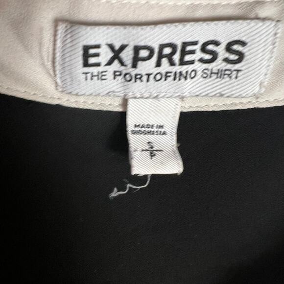 Express White Black Portofino Sheer Long Sleeve Button Up Shirt Size Small - Picture 8 of 9